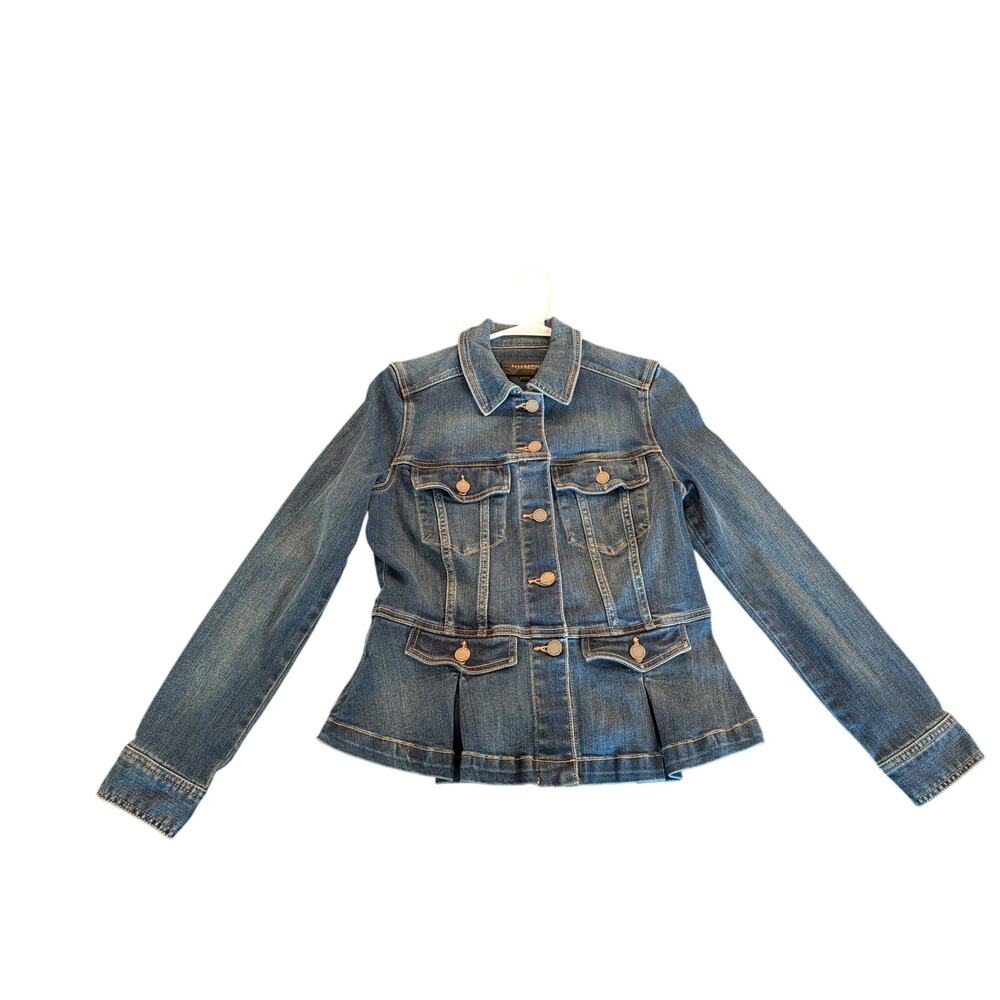 Liverpool Los Angeles Peplum Denim Jacket Women's Small Dark Wash Stretch Jean
